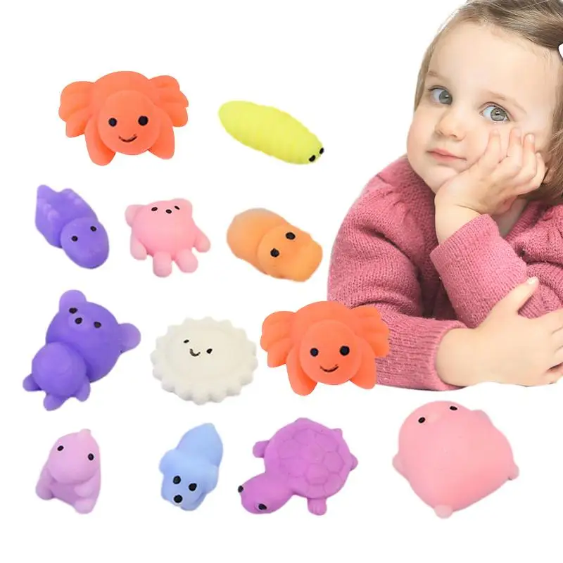 

Squishys Stress Toys For Kids Sensory Fidget Toy 12pcs Grab And Snap Hand Toy Finger Sensory Toy Animal Mochi Mini Small Toys