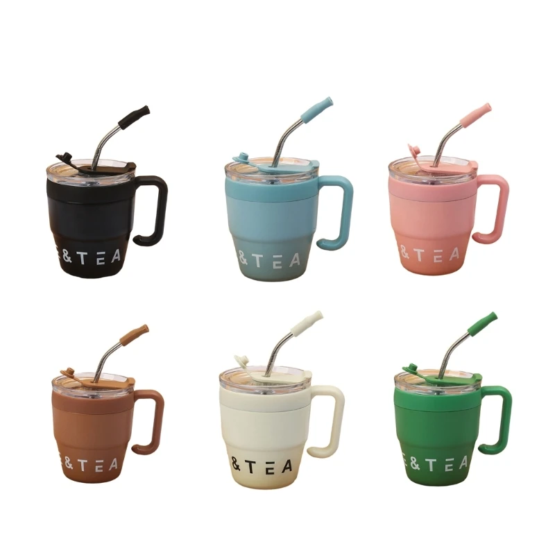 

Portable Coffee Cup with Straw Lid 480ML Insulated Mug Water Cups Drinking Mug Suitable for Drinks Tea Water Milk Coffee