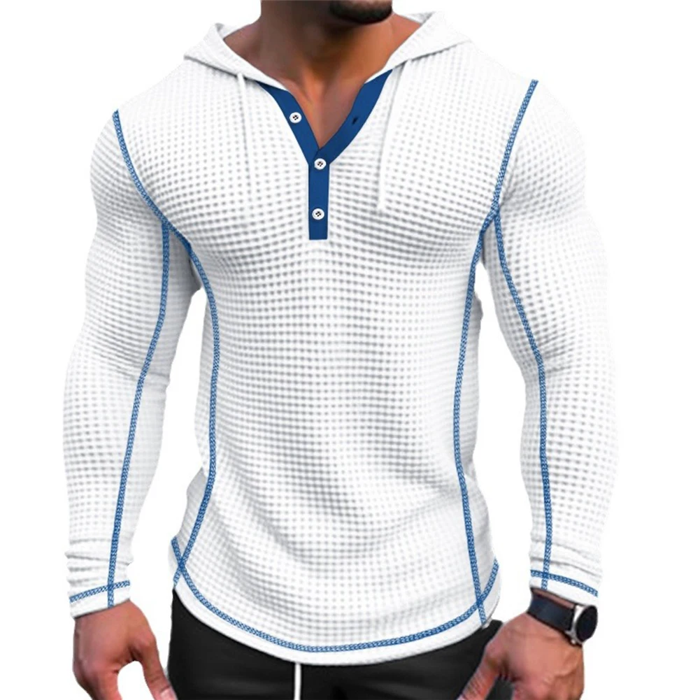 Fashion Men's Waffle Drawstring Hooded T-shirt Solid Long Sleeve Slim Fit Streetwear Pullover Tees Tops T Shirt Man Clothing
Fashion Men's Waffle Drawstring Hooded T-shirt Solid Long Sleeve Slim Fit Streetwear Pullover Tees Tops T Shirt Man Clothing