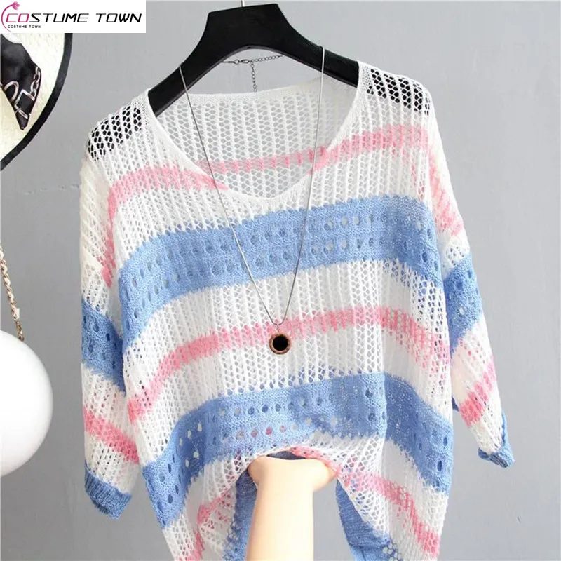 Colorful Hollow Stripes 2024 New Korean Knitwear Women's Loose Retro Style Pullover Thin Cover Sun Protection Clothing
Colorful Hollow Stripes 2024 New Korean Knitwear Women's Loose Retro Style Pullover Thin Cover Sun Protection Clothing