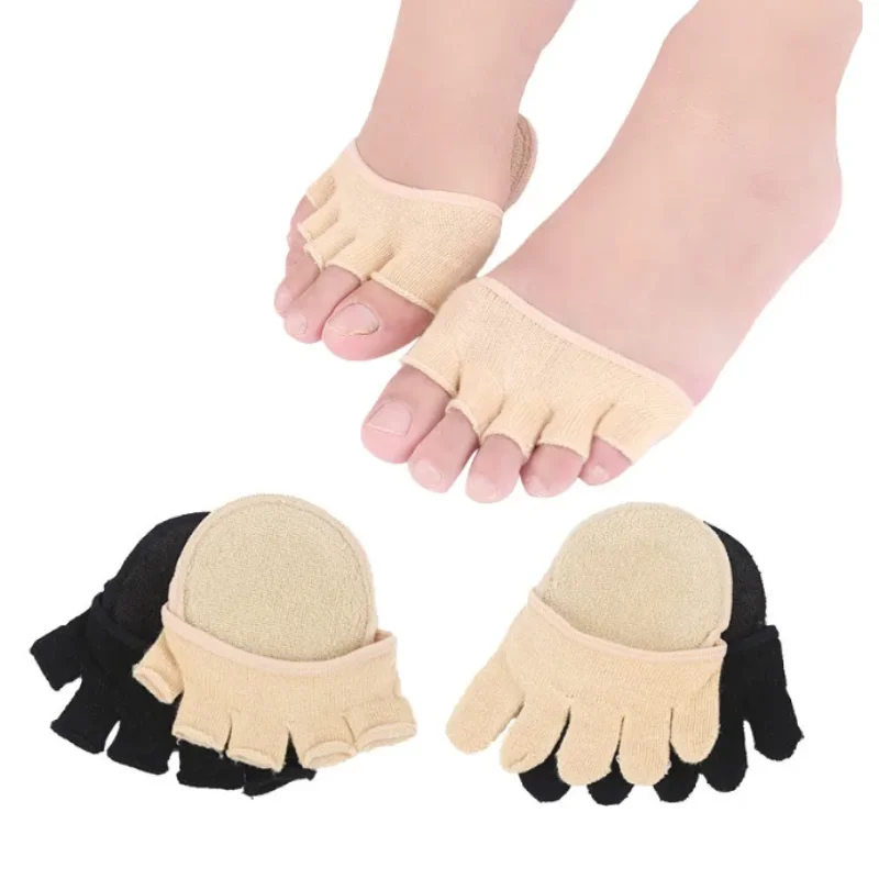 

2Pcs=1Pair Toe Separator Foot Care Half Insoles Five Finger Socks Pads Bunion Sleeve Protector Hallux Valgus Forefoot For Women