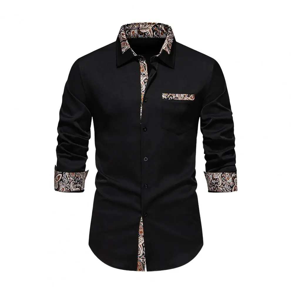 

Luxury White Solid Men's Dress Shirt Long Sleeve Fashion Contrast Cuff and Collar Men Clothing Social Shirts and Blouse