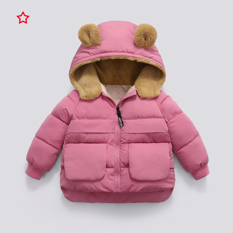 

Children down cotton-padded jacket female boy clothes 2023 new autumn and winter brief paragraph thickening hooded warm coat