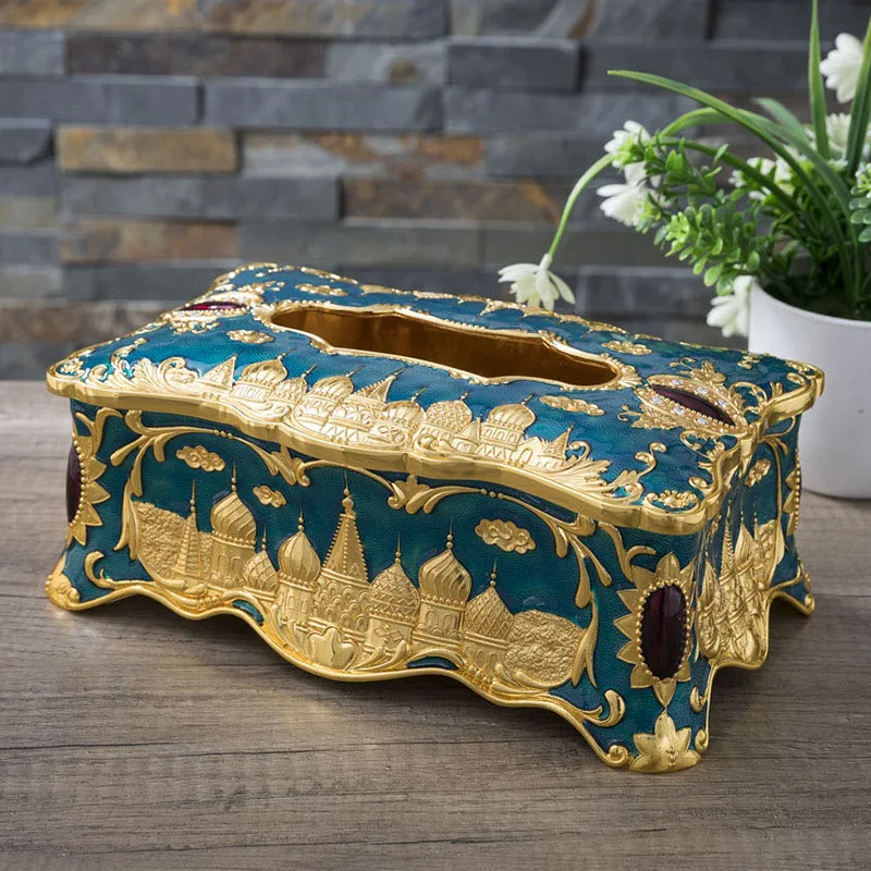 

Europe castle large size tissue box metal tissue box napkin case holder paper towel tissue paper box Home Decoration ZJH063A