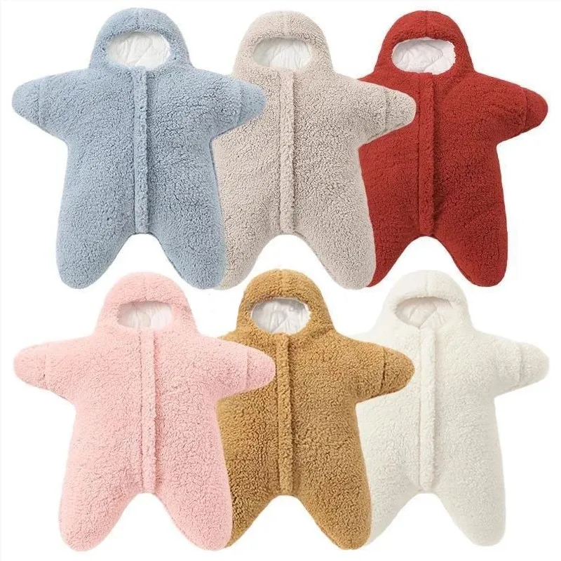 

Starfish Shape Newborn Sleeping Bags Soft Fleece Baby Blanket Swaddle Winter Warm Cocoon Wrap Babies Siamese Clothes Sleepsack