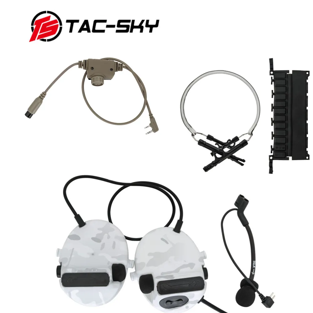 

TS TAC-SKY Airsoft Tactical Headset with RAC kenwood Plug PTT Noise Canceling Tactical COMATC III Headset (MCA)