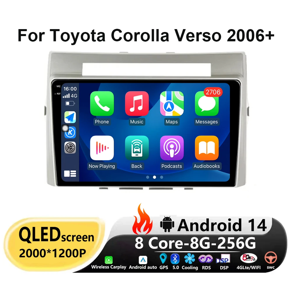 Автомобильный радиоприемник Android 14 для Toyota Corolla Verso 2006 + навигация GPS мультимедийный видеоплеер DVD 4G WIFI Carplay Ayto QLED экран
Автомобильный радиоприемник Android 14 для Toyota Corolla Verso 2006 + навигация GPS мультимедийный видеоплеер DVD 4G WIFI Carplay Ayto QLED экран
