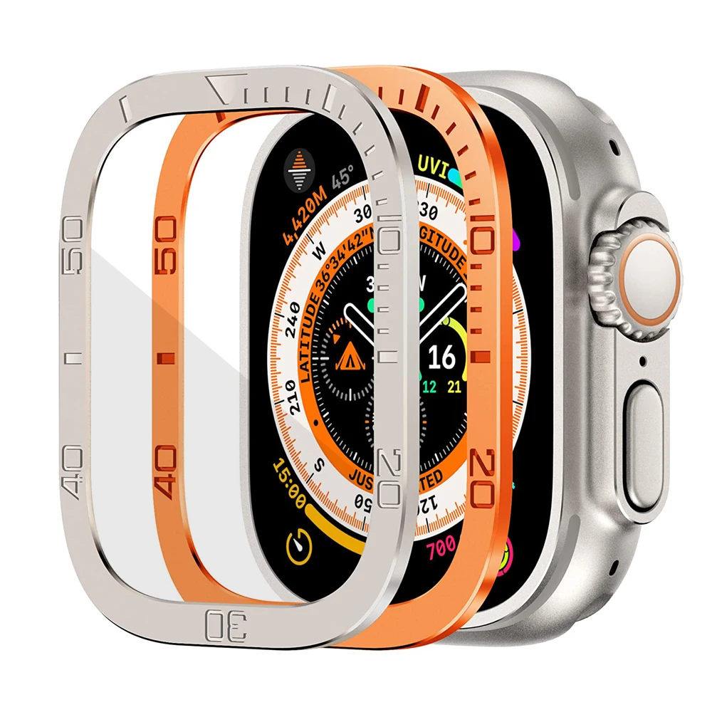Металлическая рамка, крышка для Apple Watch 49 мм, телефон с закаленным стеклом, защита экрана, Безель, кольцевой бампер для iWatch Ultra 49 мм, пленка 
Металлическая рамка, крышка для Apple Watch 49 мм, телефон с закаленным стеклом, защита экрана, Безель, кольцевой бампер для iWatch Ultra 49 мм, пленка