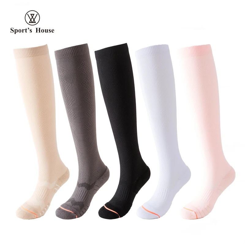 

SPORT'S HOUSE Fall/winter women's over-the-knee pressure socks Towel bottom warm non-slip lean legs yoga outdoor cycling socks