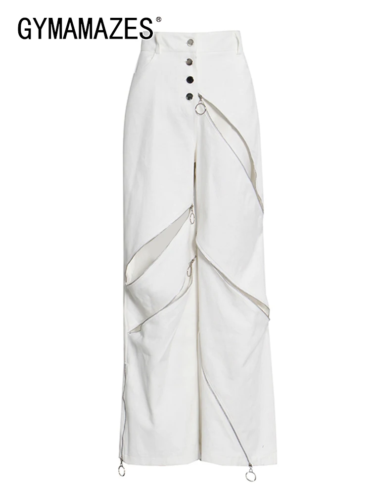 GYMAMAZES Autumn Designer Wide Leg Pant For Women High Waist Patchwork Button Hollow Out Spliced Zipper Trouser Female Fashion
GYMAMAZES Autumn Designer Wide Leg Pant For Women High Waist Patchwork Button Hollow Out Spliced Zipper Trouser Female Fashion