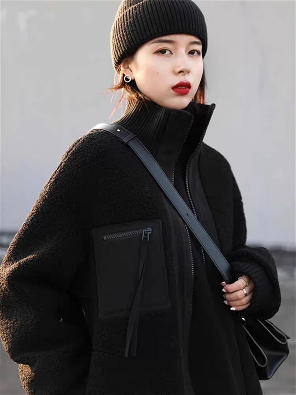 

Granular Sheep Scissor Shake Fleece Artificial Fur Hong Kong Style Lamb Wool Coat Women's Korean Loose Autumn and Winter New