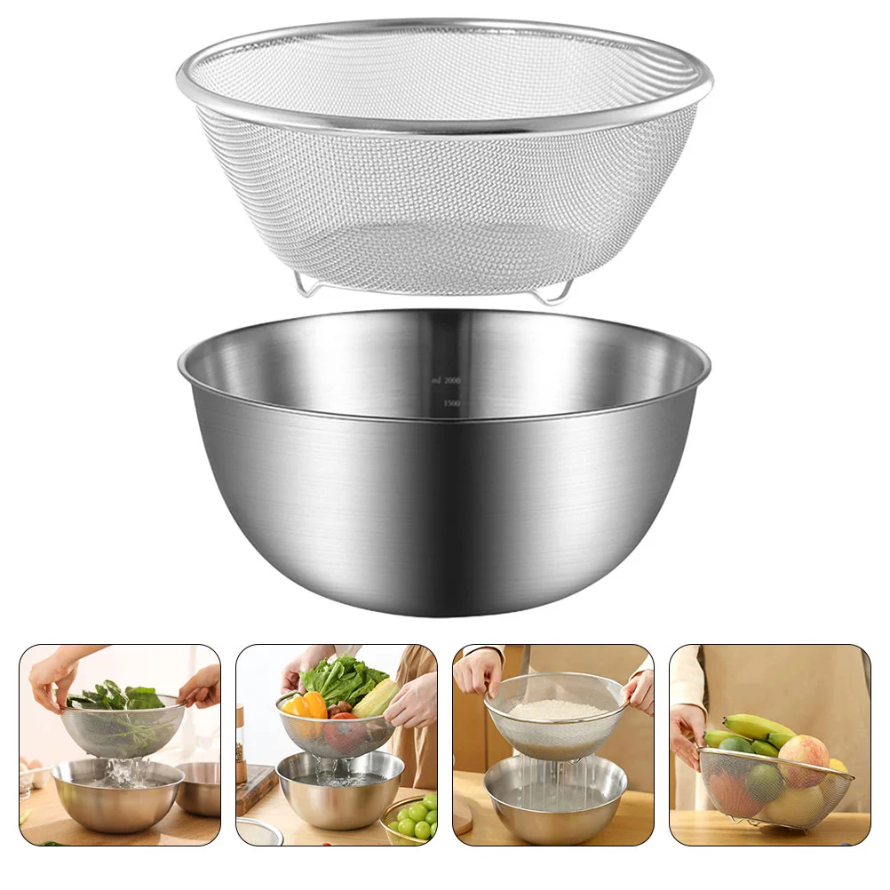 Stainless Steel Vegetable Basin Drainer for Cooking Metal Mesh Strainer Mixing Bowls Rice Washing Scale
Stainless Steel Vegetable Basin Drainer for Cooking Metal Mesh Strainer Mixing Bowls Rice Washing Scale