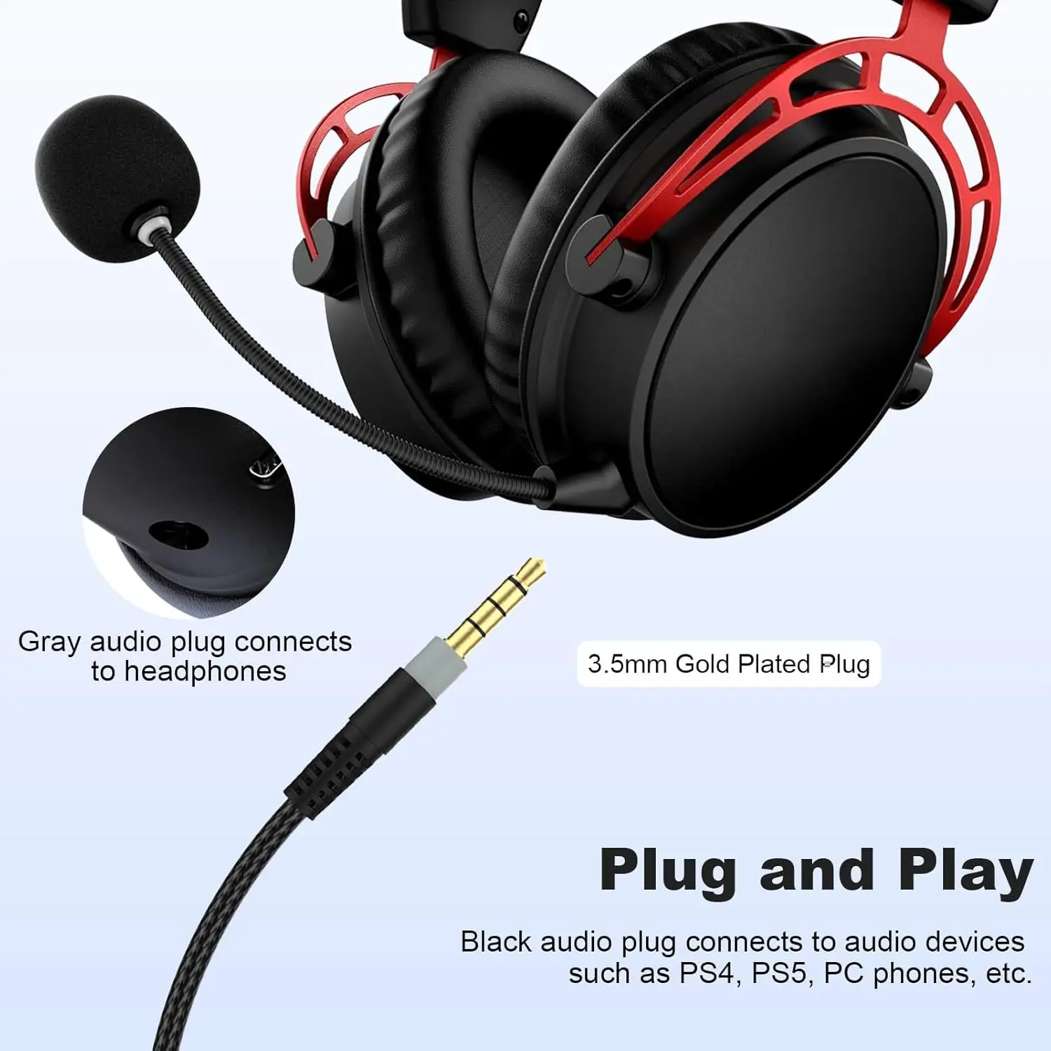 Nylon Braided Replacement Aux 3.5mm Cable Extension Cord for for HyperX Cloud Mix for Alpha S Gaming Headsets Cable Nylon Braided Replacement Aux 3.5mm Cable Extension Cord for for HyperX Cloud Mix for Alpha S Gaming Headsets Cable