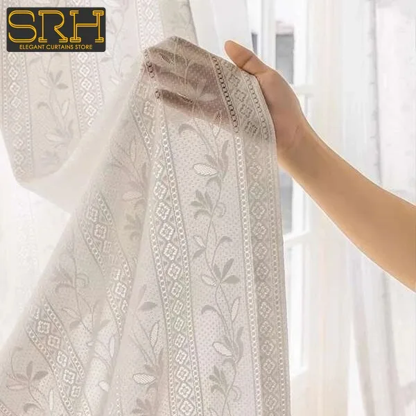 

New American Pastoral Tulle Curtains for Living Room Room Bedroom Bay Window Balcony White Gauze Yarn Sheer Voile Drapes Custom