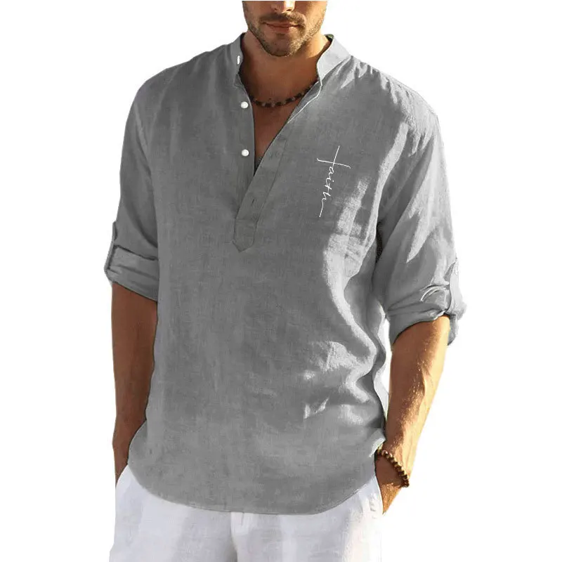 2023 New Style Men's Clothing Europe and America Tide Pullover Stand Collar Long Sleeve Solid Color Button Casual Shirts Spring
2023 New Style Men's Clothing Europe and America Tide Pullover Stand Collar Long Sleeve Solid Color Button Casual Shirts Spring