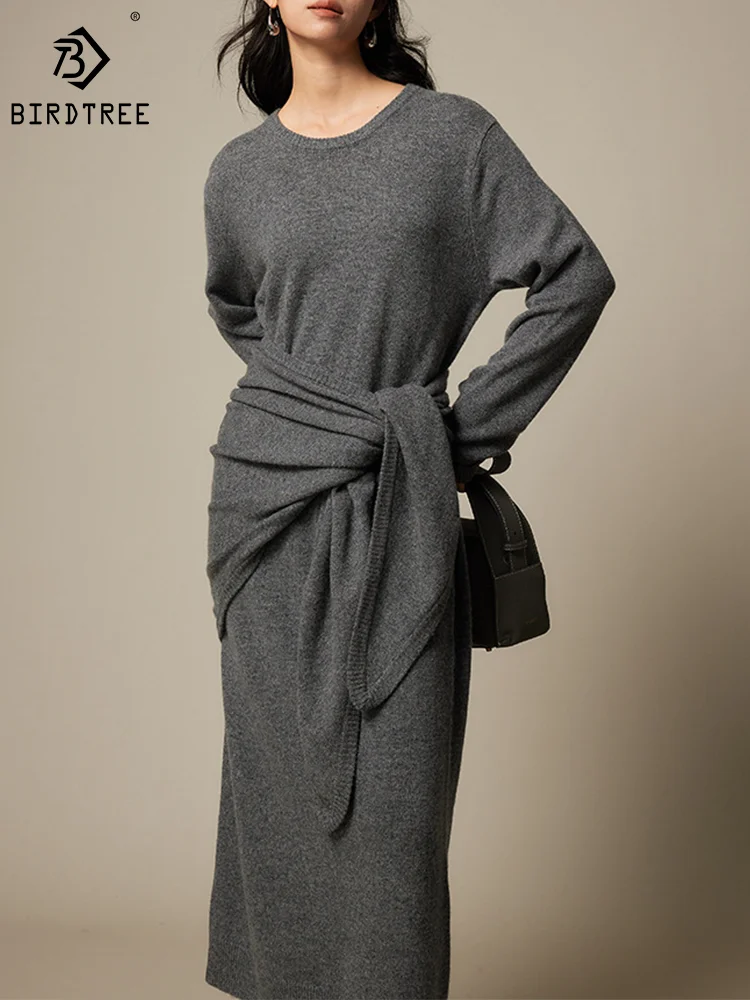 Birdtree 100% Wool Elegant Simple Sweater Dresses Long Sleeve O-Neck Warm Knitted Commuting Dress For Women Fall Winter D30826QM
Birdtree 100% Wool Elegant Simple Sweater Dresses Long Sleeve O-Neck Warm Knitted Commuting Dress For Women Fall Winter D30826QM