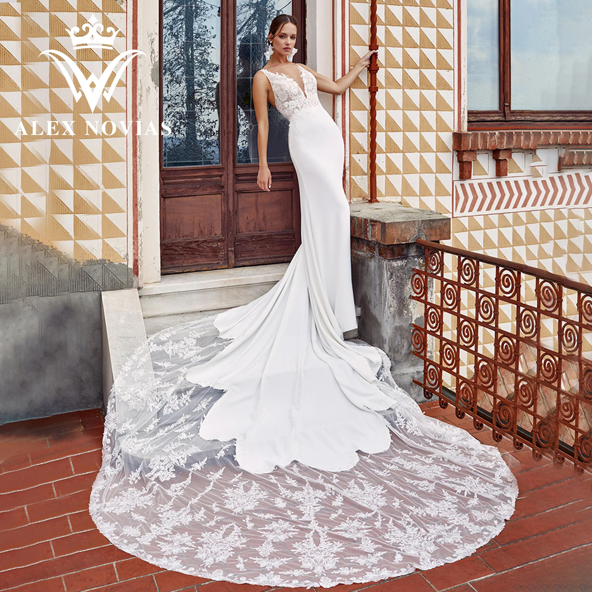Свадебное платье с юбкой-годе ALEX NOVIAS, роскошное атласное платье на бретелях-спагетти с V-образным вырезом и аппликацией со шлейфом, новинка 2023
Свадебное платье с юбкой-годе ALEX NOVIAS, роскошное атласное платье на бретелях-спагетти с V-образным вырезом и аппликацией со шлейфом, новинка 2023