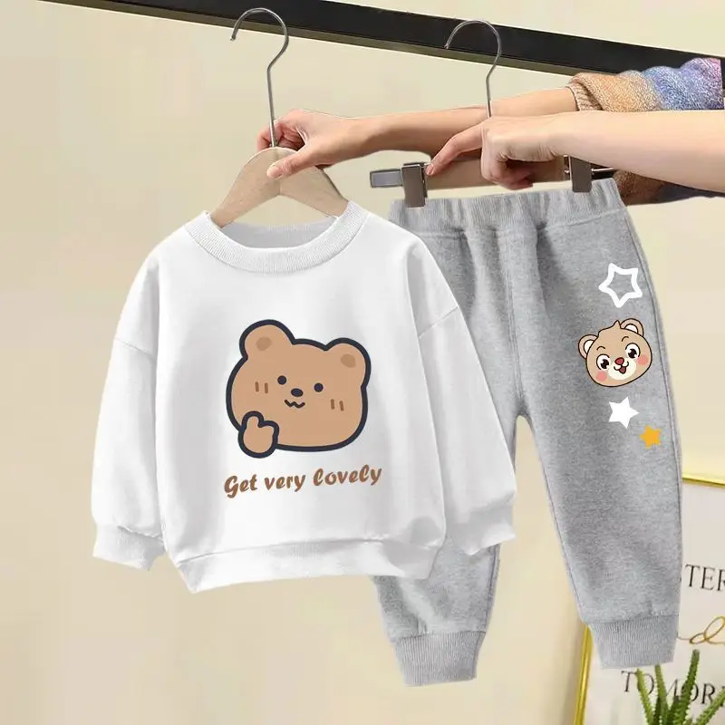 

Baby Boys Gilrs Clothes Sets Autumn Children Cartoon Bear Sweatshirt Jogger and Pants Outfits 2Pcs Tracksuits Kid Loungewear