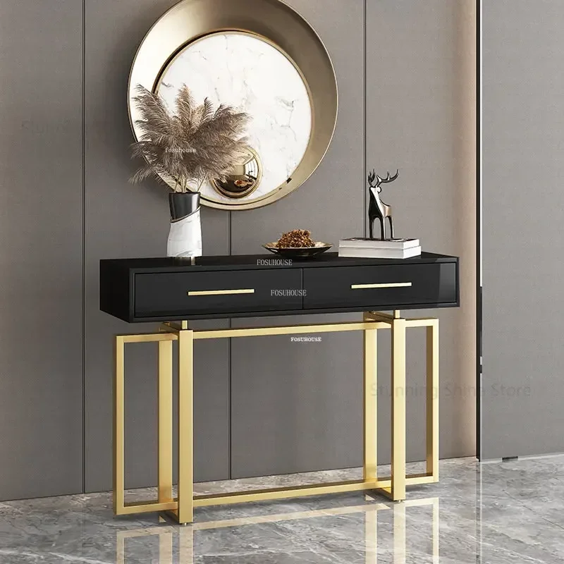 

Modern Console Tables Corridor Narrow Console Table Minimalist Hotel Porch Cabinet Home Furniture Entrance Console with Drawers