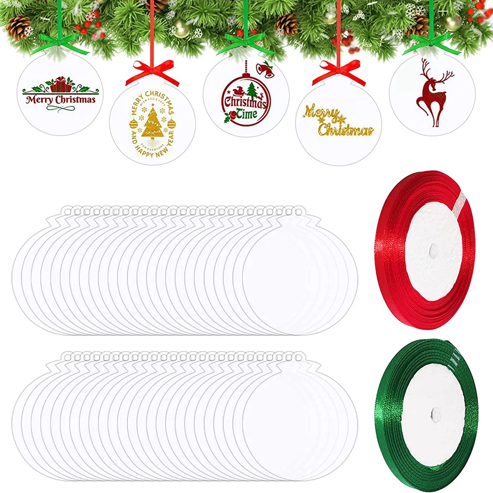 50Pcs Clear Acrylic Christmas Ornaments Blank with Hole Ribbons for Circle Acrylic Disc Transparent DIY Holiday Tags Decoration
50Pcs Clear Acrylic Christmas Ornaments Blank with Hole Ribbons for Circle Acrylic Disc Transparent DIY Holiday Tags Decoration