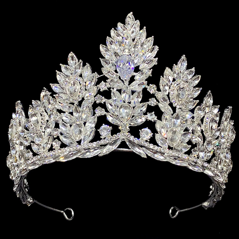 

Luxury Crystal Gold Color Big Crown Tiara Queen Women Beauty pageant Prom Crowns Tiaras Wedding Bridal Hair Jewelry Accessories