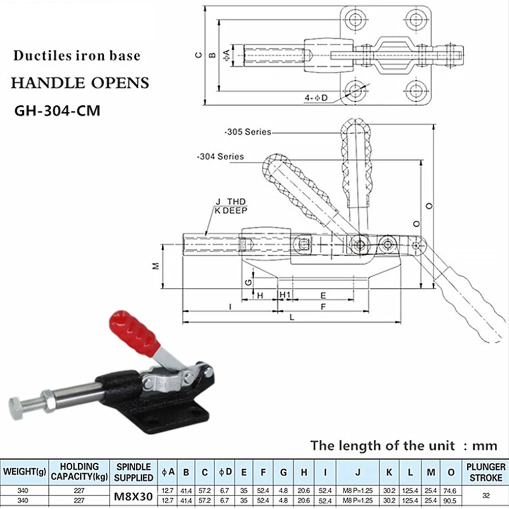 GH-304C Toggle Clamp GH-305E Toggle Toggle Clamp Hardware 227kg-680kg 304C 305E Fixed Clamping Hand Tools Set Push
GH-304C Toggle Clamp GH-305E Toggle Toggle Clamp Hardware 227kg-680kg 304C 305E Fixed Clamping Hand Tools Set Push