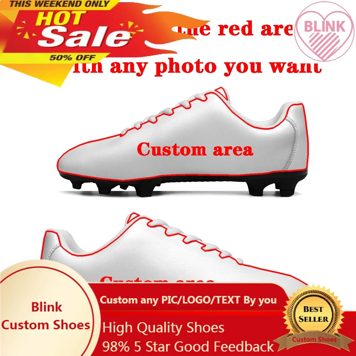 

Custom Soccer Football Shoes Customizd Mens Womens Sports Running Customization Leather Flats Sneakers