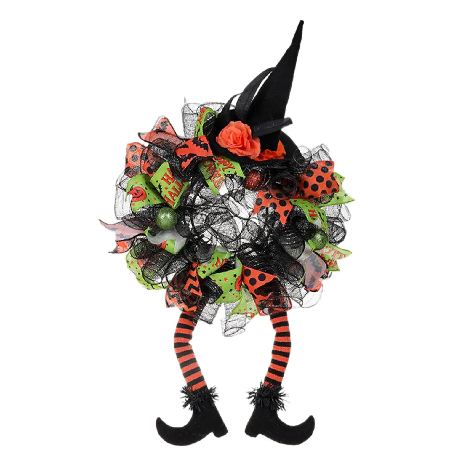 

Искусственный венок, ужасная декоративная шляпа ведьмы с двумя длинными ножками, Женский венок для фестиваля, крыльца, внутреннего и наружного декора для дома