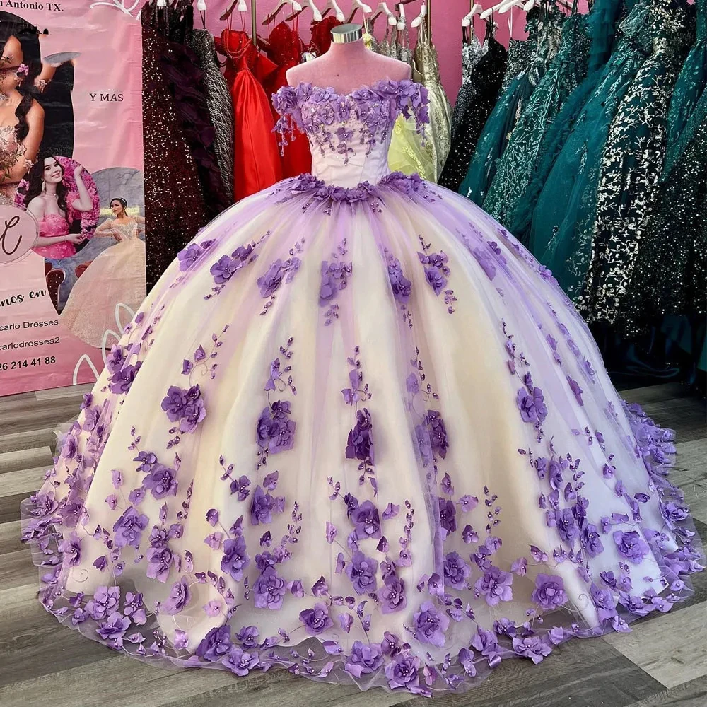 Lilac Handamde 3D Flowers Pearl Appliqued Quinceanera Dresses Ball Gown Corset Birthday Party Dress Vestidos De 15 Quinceañera
Lilac Handamde 3D Flowers Pearl Appliqued Quinceanera Dresses Ball Gown Corset Birthday Party Dress Vestidos De 15 Quinceañera
