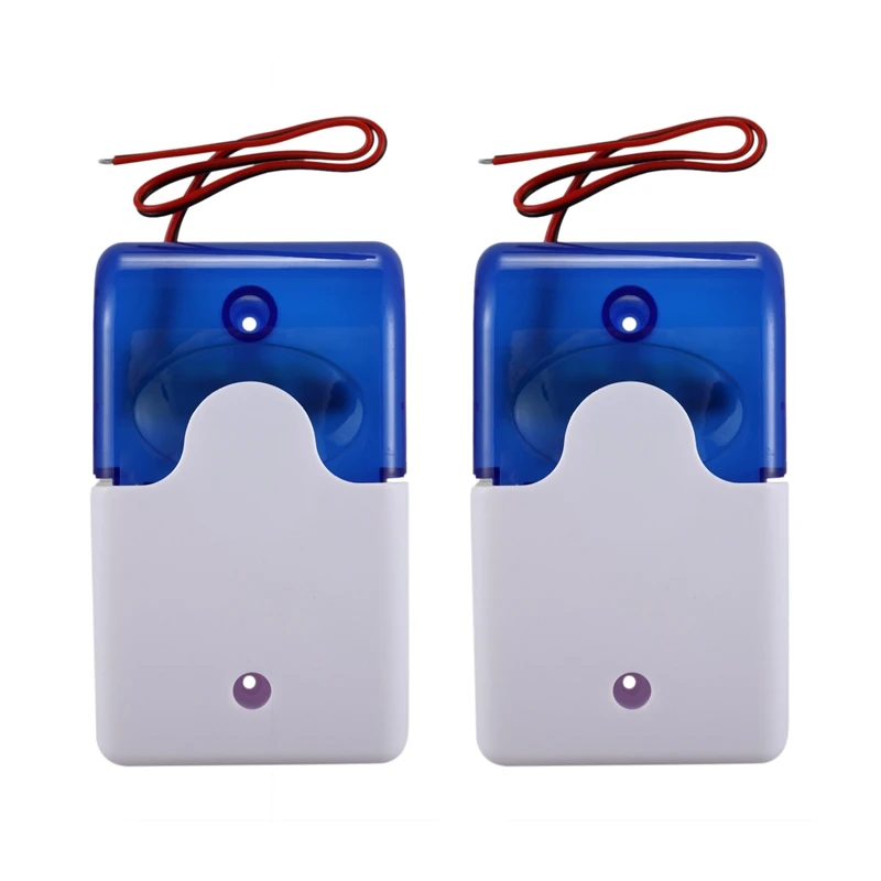 

HOT-2X Mini Wired Strobe Warning Siren Durable Dc 12V Sound Alarm Flashing Light Sound Siren Horn Alarm System 115Db Blue