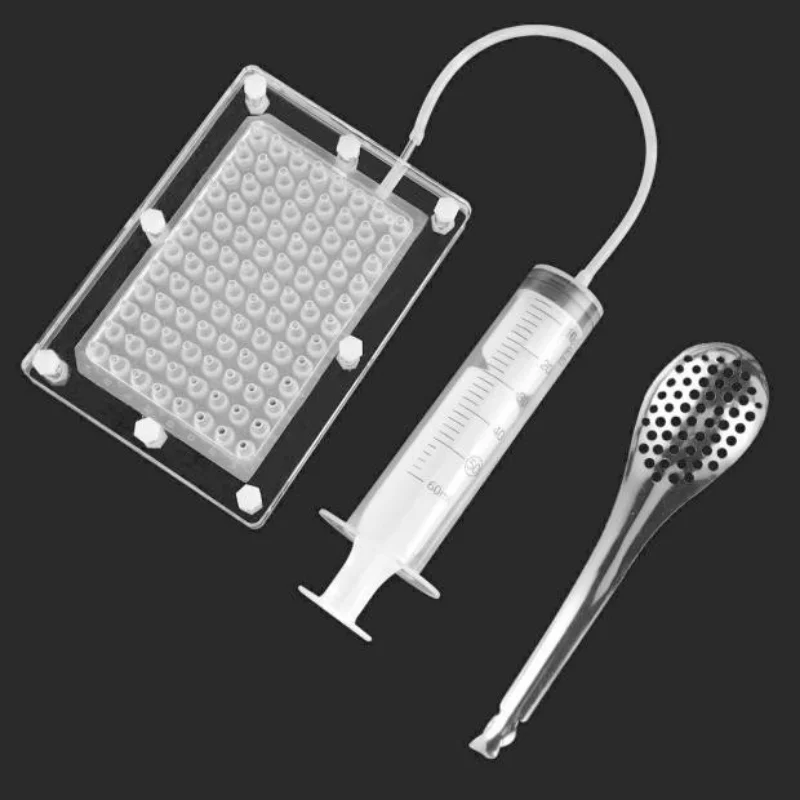 

Hot new Roe Sauce Dispenser Strainer Tools with Spoon&Syringe Molecular Gastronomy Kit Spherification Dropper Caviar Maker Box