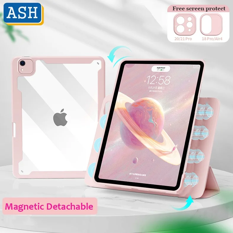 ASH Magnetic Case For iPad Air 5 2022 Pro 11 2021 2019 12.9 10.2 9th 8th 7 Mini 6 Detachable Clear Back Folio Stand Smart Cover
ASH Magnetic Case For iPad Air 5 2022 Pro 11 2021 2019 12.9 10.2 9th 8th 7 Mini 6 Detachable Clear Back Folio Stand Smart Cover