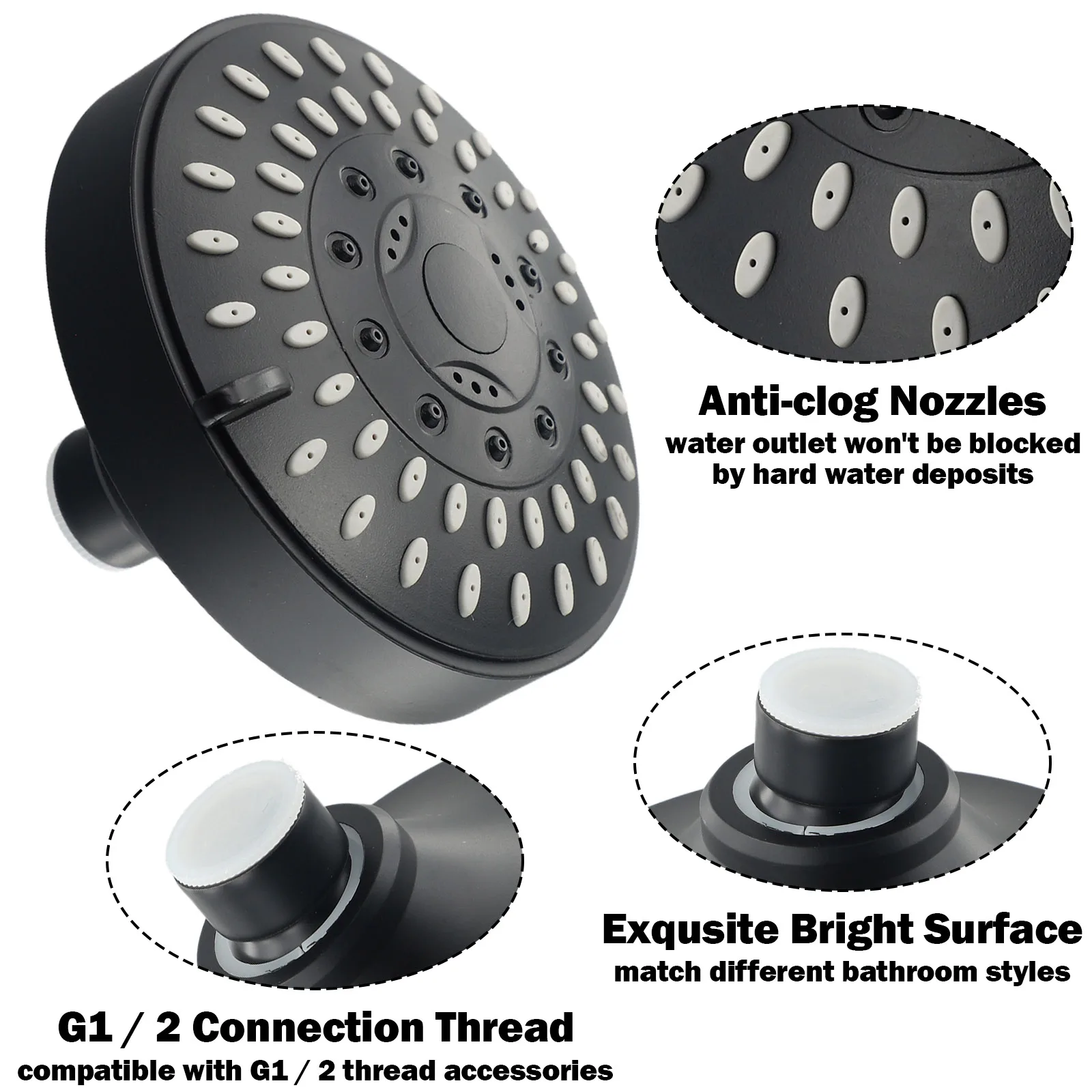 4 Inch 5 Modes Adjustable Shower Head High Pressure Water Saving Shower Top Spray Rotatable Shower Nozzle Bathroom Accessories
4 Inch 5 Modes Adjustable Shower Head High Pressure Water Saving Shower Top Spray Rotatable Shower Nozzle Bathroom Accessories