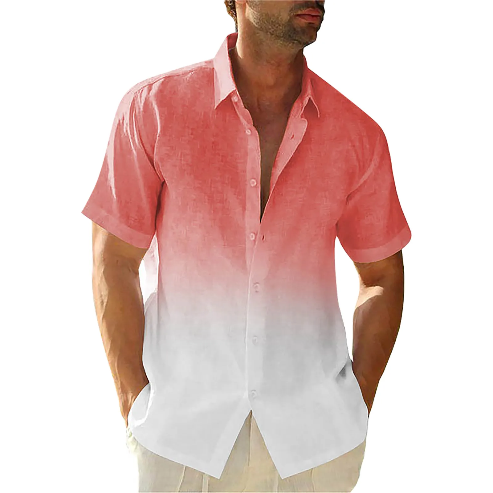 

Shirts for Men Cotton And Linen Textured Short Sleeves Shirt Asymmetric Hem Streetwear Summer Solid Blouse Tops