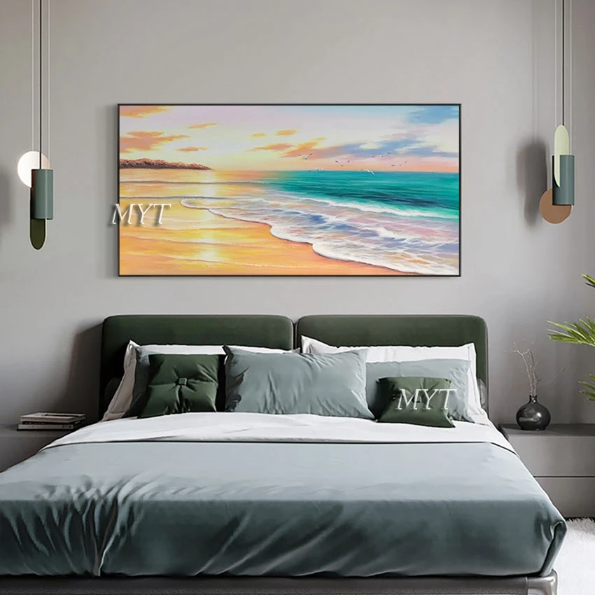 

Декоративная Настенная картина с изображением заката, Морского Пейзажа, картина без рамки, абстрактный пейзаж, красивое искусство, высокое качество, ручной рисунок