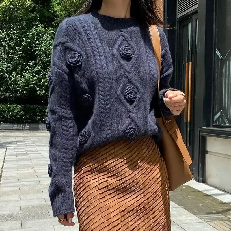 Fashion O-Neck Solid Color Loose Knitted Sweater Female Clothing Winter New Casual Pullovers All-match Tops 22 Mallzona S4cfa9bbb9f9d4b86b0fd9b1116741551g Fashion O-Neck Solid Color Loose Knitted Sweater Female Clothing Winter New Casual Pullovers All-match Tops Mallzona