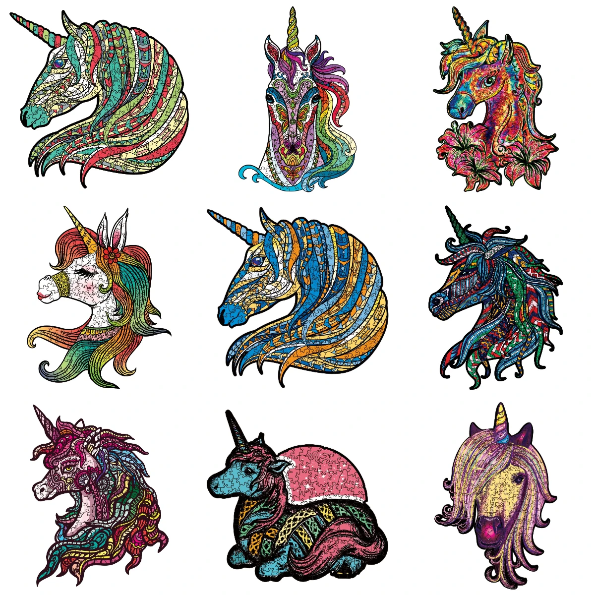 

Unicorn Wooden Puzzles Mysterious Animal 3D Puzzle Jigsaw Board Games Interactive Games Toy For Adults Kids Educational Gifts