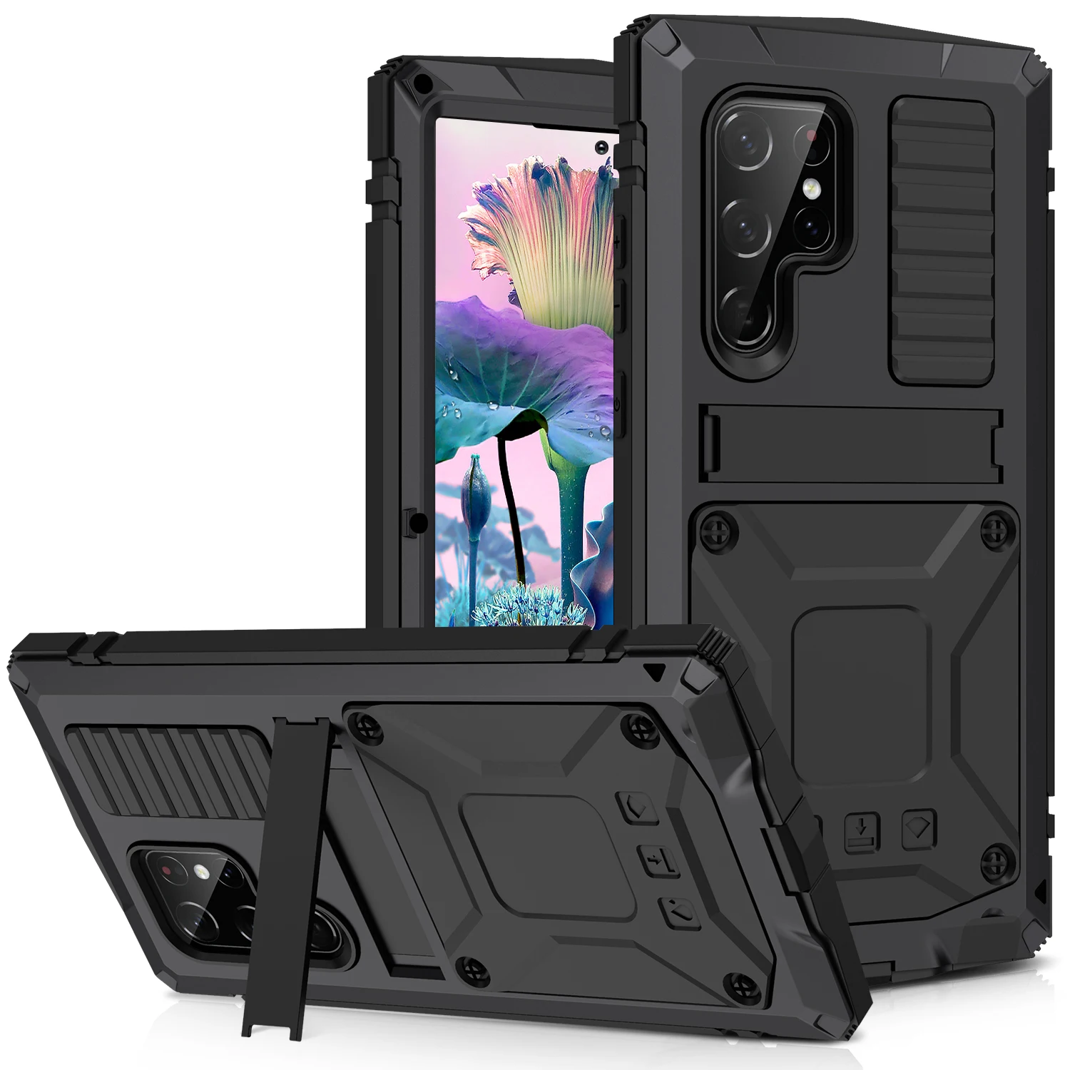 Rugged Armor Heavy Metal Case For Samsung Galaxy S23 Ultra S22 Ultra S22 Plus 5G Kickstand Aluminum Cover Tempered Glass Case
Rugged Armor Heavy Metal Case For Samsung Galaxy S23 Ultra S22 Ultra S22 Plus 5G Kickstand Aluminum Cover Tempered Glass Case