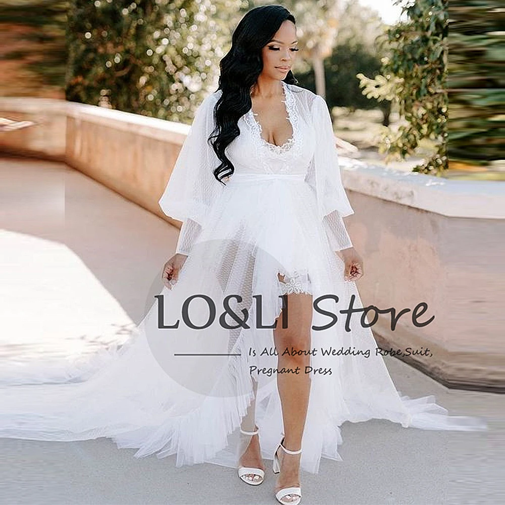 

LO&LI White Tulle Bridal Robe For Wedding Dress 2023 Bridal Shower Dress Pregnant Birthday Party Custom Women's Dressing Gown