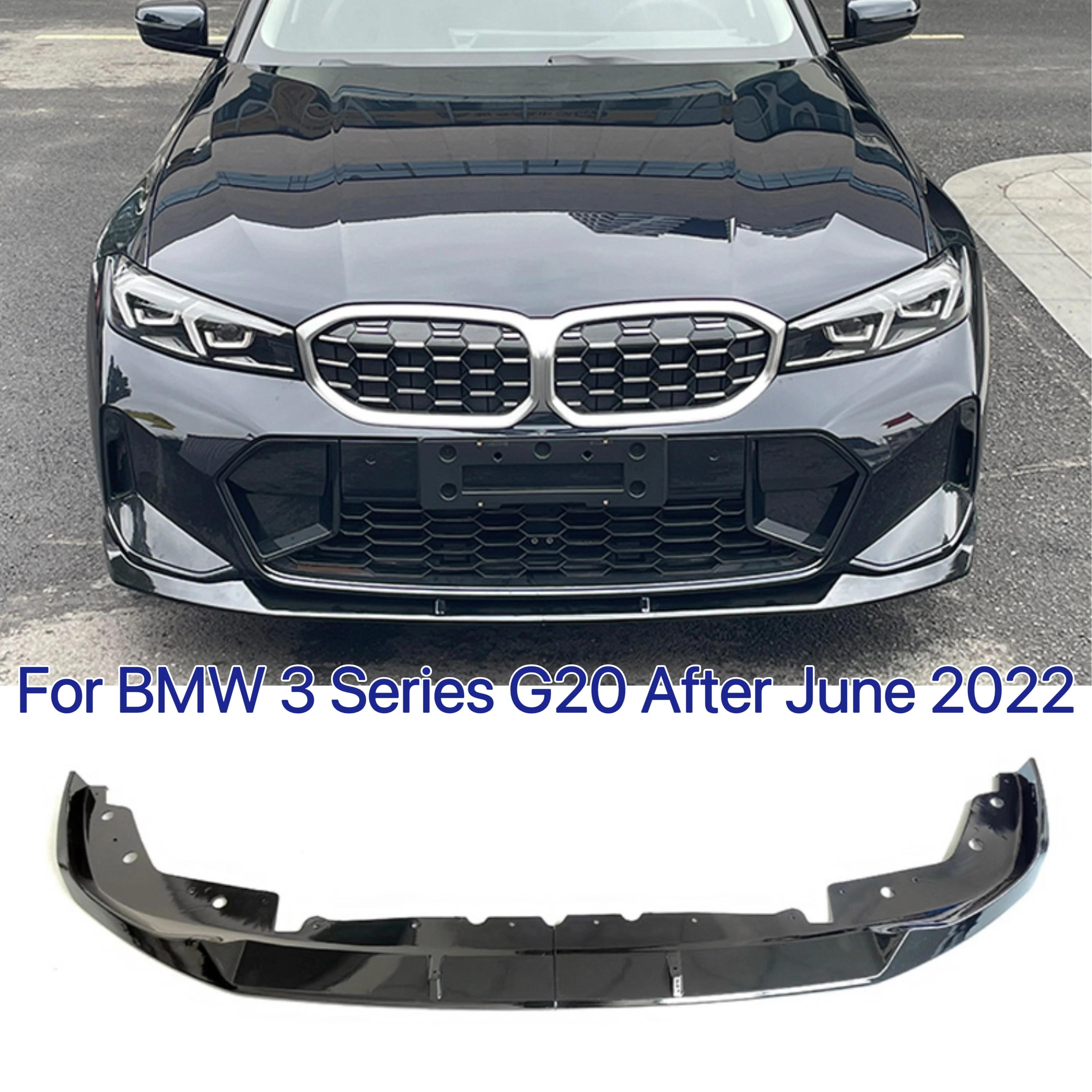 

For BMW G20 LCI 3 Series M340i 330i 2022-2023 MP Style Front Bumper Lip Spoiler Lower Body Kit Accessories Carbon Fiber Look