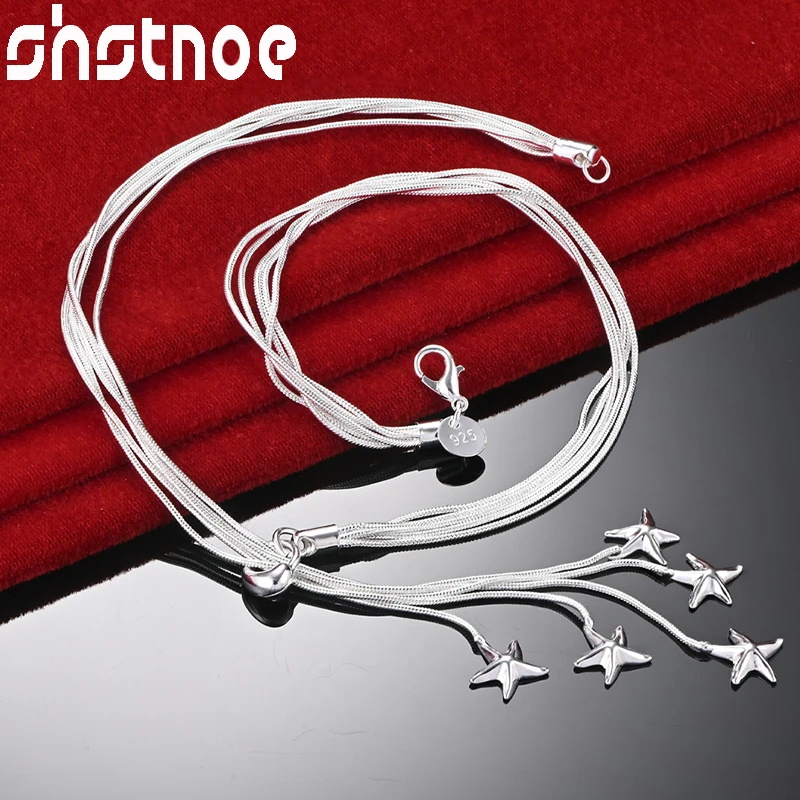 

SHSTONE 925 Sterling Silver Necklace For Woman Tassels Star Chain Couple Party Romantic Wedding Birthday Banquet Fashion Jewelry