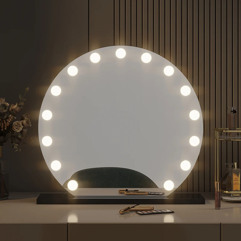 

Зеркало для макияжа с лампочкой, настольное умное туалетное зеркало, Домашнее Красное косметическое зеркало для спальни, настраиваемое зеркало