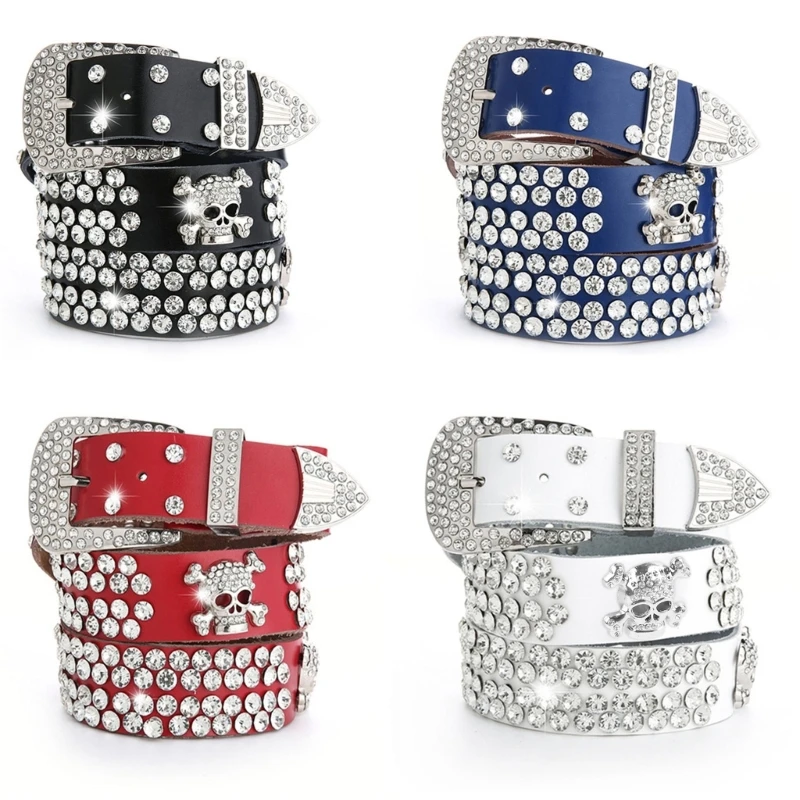 

652F Cowgirl Western Belt Bling Belts for Jeans Dress Bling Studded Leather Belt for Country Music Festival Horse Show Club