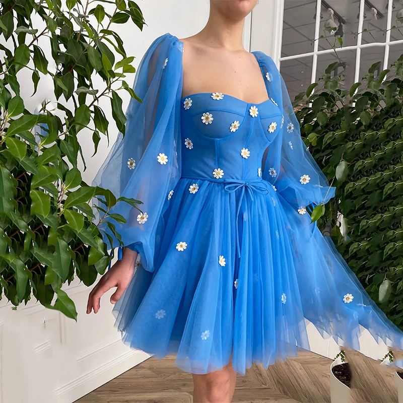 UZN Blue Mini A-Line Party Dresses Sweetheart Long Lantern Sleeves Prom Dress Flower Zipper Back Cocktail Gowns Custom Size
UZN Blue Mini A-Line Party Dresses Sweetheart Long Lantern Sleeves Prom Dress Flower Zipper Back Cocktail Gowns Custom Size