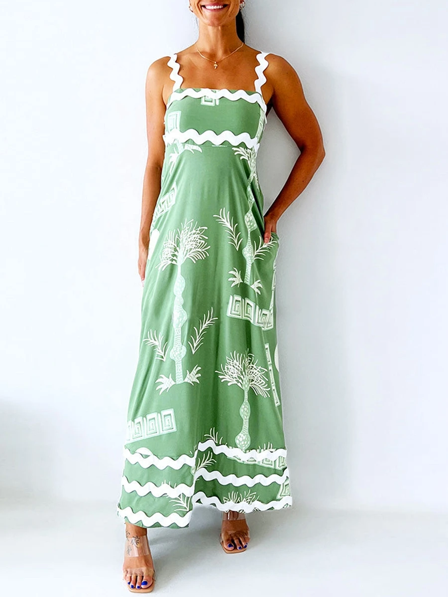 Dourbesty Women's Summer Long Cami Dress Graphic Print Sleeveless Backless A-Line Dress with Pockets 
Dourbesty Women's Summer Long Cami Dress Graphic Print Sleeveless Backless A-Line Dress with Pockets