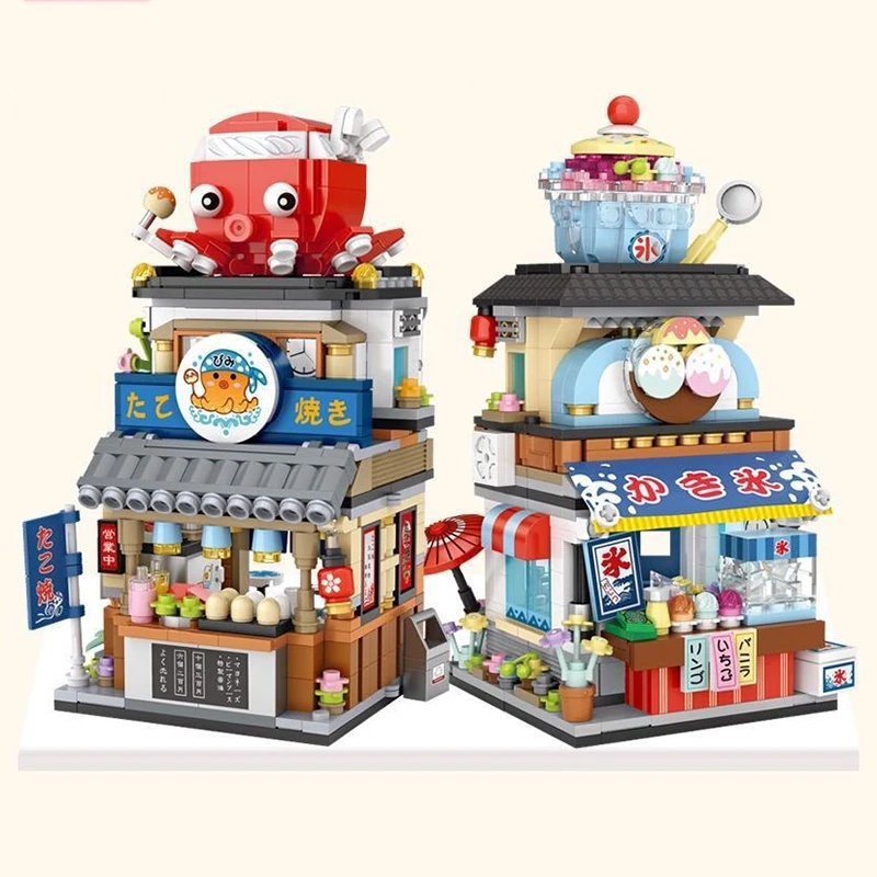 

Creative Store Building Blocks DIY City Street View Ice Cream Shop Octopus Restaurant Assembled Ornaments Children's Toys Gifts