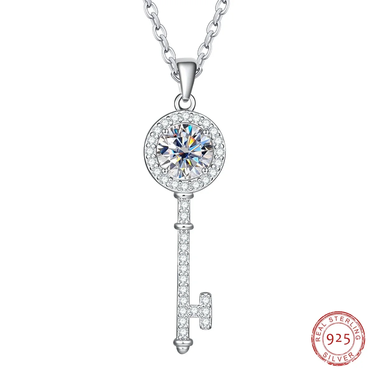 1ct D Color Moissanite Diamond Key Pendant Necklace 925 Sterling Silver Necklace For Women
1ct D Color Moissanite Diamond Key Pendant Necklace 925 Sterling Silver Necklace For Women