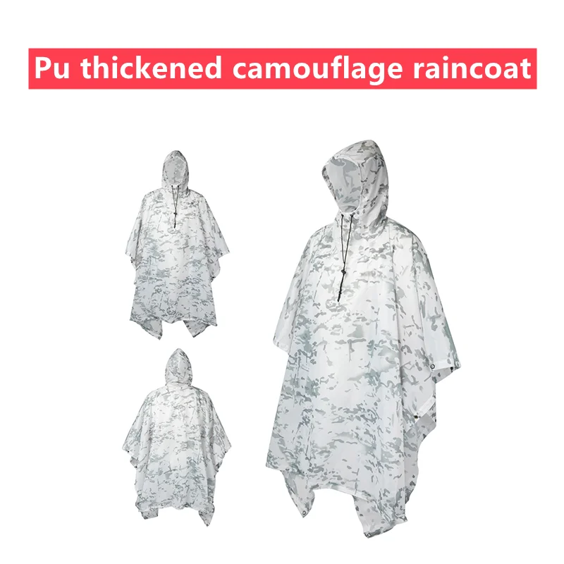 

Camo Hunting Ghillie Suits Rain Poncho Polyester+PU Waterproof Raincoat Environmental Emergency Rain Poncho Outdoor Sportswear