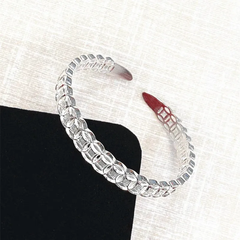 

S999 Sterling Silver Bracelet Opening Openwork Coin Fashion Jewelry Opening Adjustment Women's Money Rolling Bracelet Jewelry