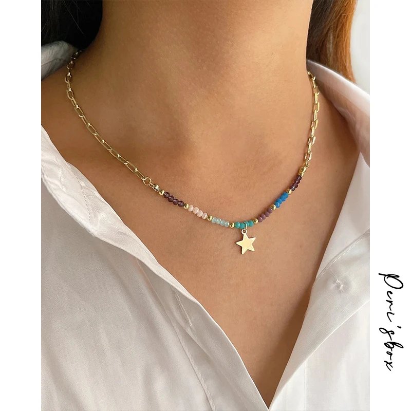 Фото Ожерелье Peri'sBox с кулоном в виде пятиконечной звезды разноцветными акриловыми